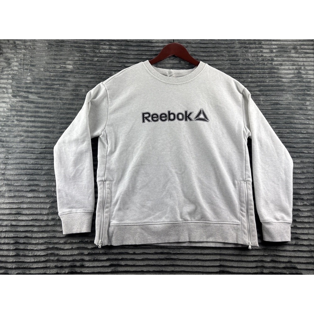 Reebok Crewneck Sweatshirt with Side Zippers Womens Size Medium Heather Gray Top